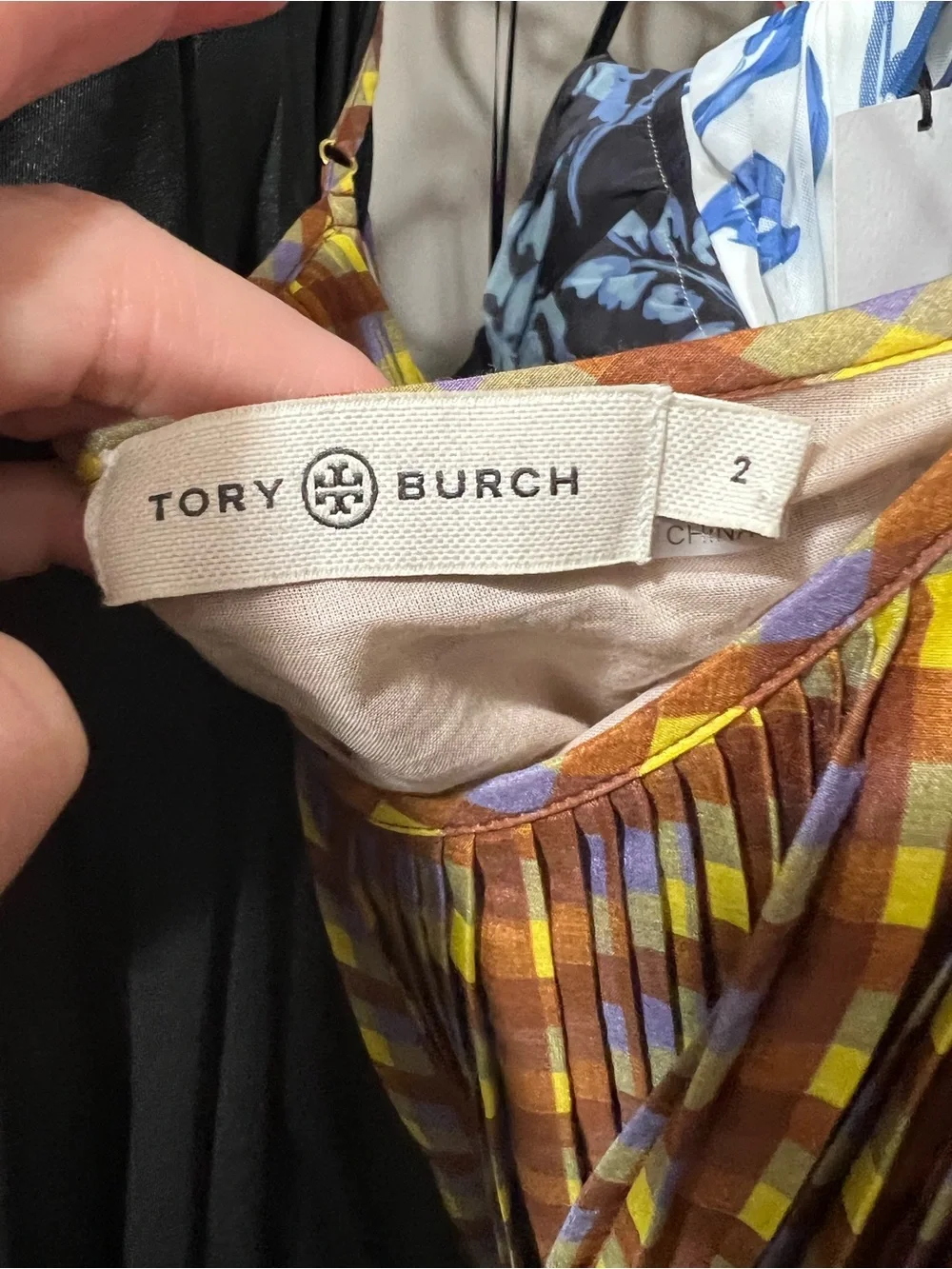 Tory Burch Plaid Maxi Dress in Mustard Yellow